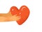 Vector flat illustration human hands sharing love, support, appreciation to each other. Hands giving heart as a sign of