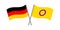 Vector flat illustration with intersex and German flags.