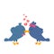 Vector Flat Illustration of Kissing Lovebirds