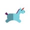 Vector flat illustration of magical unicorn. Simple unicorn icon for kids party, game app. Blue unicorn isolated on