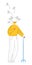 Vector flat illustration metaphor abstract elderly man in form of dandelion with flying seeds.