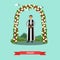 Vector flat illustration of priest under wedding arch