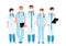 Vector flat illustration - several doctors in full growth