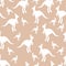 Vector flat illustration with silhouette kangaroo and baby kangaroo on fiery background. Seamless pattern on beige
