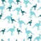 Vector flat illustration with silhouette kangaroo and baby kangaroo. Seamless pattern on white background. Design for