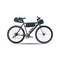 Vector flat illustration of touring bike with bikepacking gear