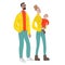 Vector flat illustration with walking couple