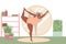 Vector flat illustration of yoga . The body of a positive Afroamerican girl stands on one leg