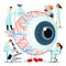 Vector flat illustrations, large human eye on a white background