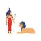 Vector flat Isis egypt goddes and sphinx