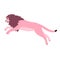 Vector flat jumping pink lion