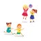 Vector flat kids activity in kindergarten set