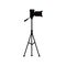 Vector flat lens photo camera standing at tripod