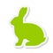 Vector flat light green rabbit sticker icon isolated on white background.