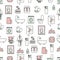 Vector flat line art bathroom seamless pattern