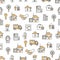 Vector flat line art house property seamless pattern