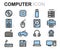 Vector flat line computer icons set