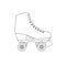 Vector flat line contour drawn roller skate on white background