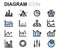 Vector flat line diagram icons set