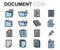 Vector flat line document icons set