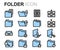 Vector flat line folder icons set