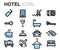 Vector flat line hotel icons set