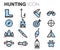 Vector flat line hunting icons