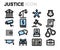 Vector flat line justice icons set