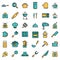 Vector flat line kitchen and cooking icons set