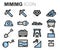 Vector flat line mining icons set