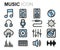 Vector flat line music icons set