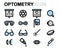 Vector flat line optometry icons set