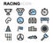Vector flat line racing icons set