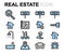 Vector flat line real estate icons set