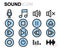 Vector flat line sound icons set