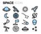 Vector flat line space icons set