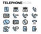 Vector flat line telephone icons set
