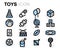 Vector flat line toys icons set