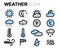 Vector flat line weather icons set