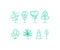 Vector flat linear tree icons set.