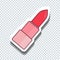 Vector flat lipstick sticker for Valentine`s Day