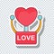 Vector flat love alarm sticker for Valentine`s Day