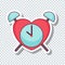 Vector flat love clock sticker for Valentine`s Day