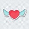 Vector flat love wings sticker for Valentine`s Day