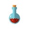 Vector flat magic bottle illustration. Potion bottle icon of witch magic elixir or alchemist poison. Evil wizard glass