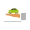 Vector flat man hand palm with green car vehicle