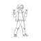 Vector flat man showing rock sign