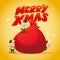 Vector flat merry christmas and happy new year illustration with santa claus funny elf