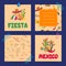 Vector flat Mexico note cards of set