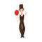 Vector flat mime clown in top hat with balloon